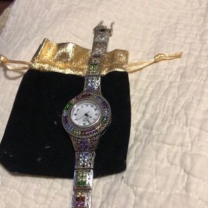 Silver watch with genuine gem stones. Purchased from Shop LC